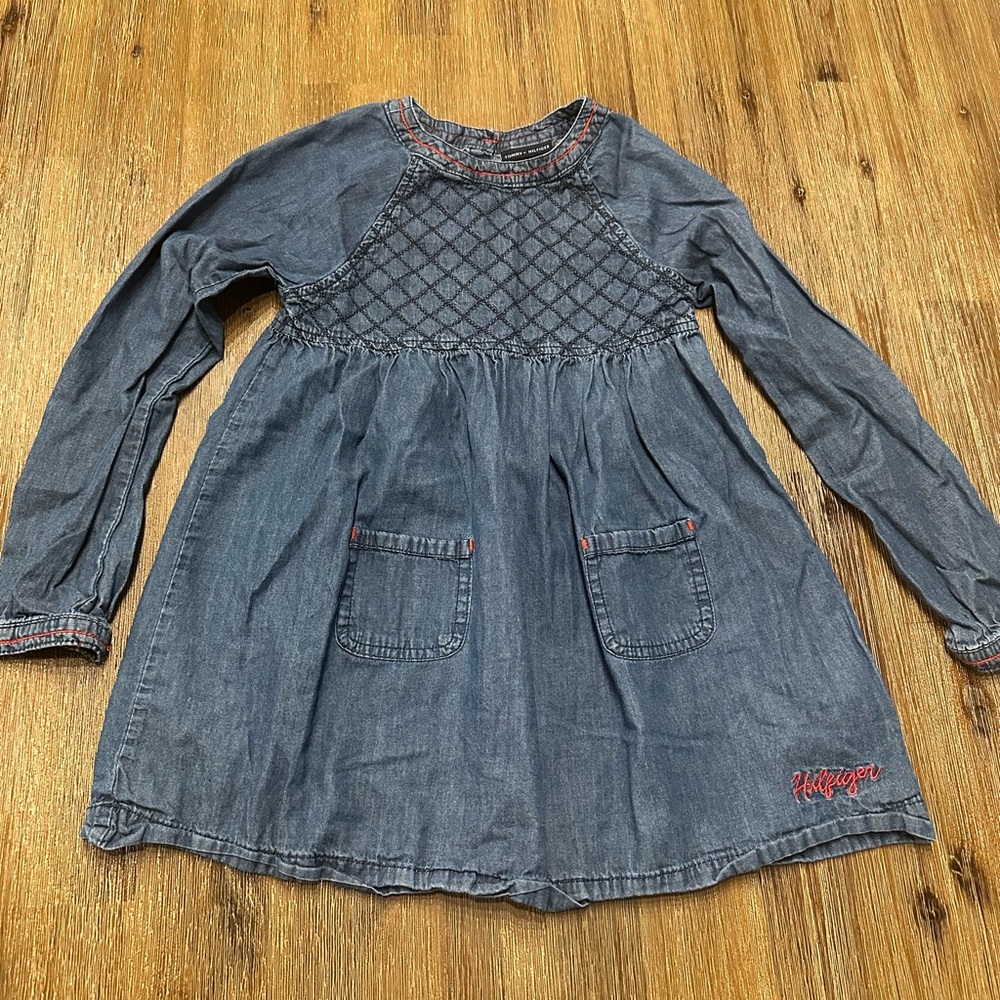 3/27$ Tommy Hilfiger Kids Long Sleeve Denim Chambray Dress size 6